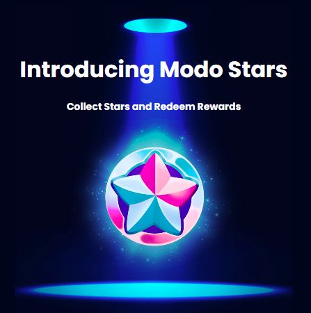 Introducing Modo Stars rewards program showing how to collect stars and redeem for rewards