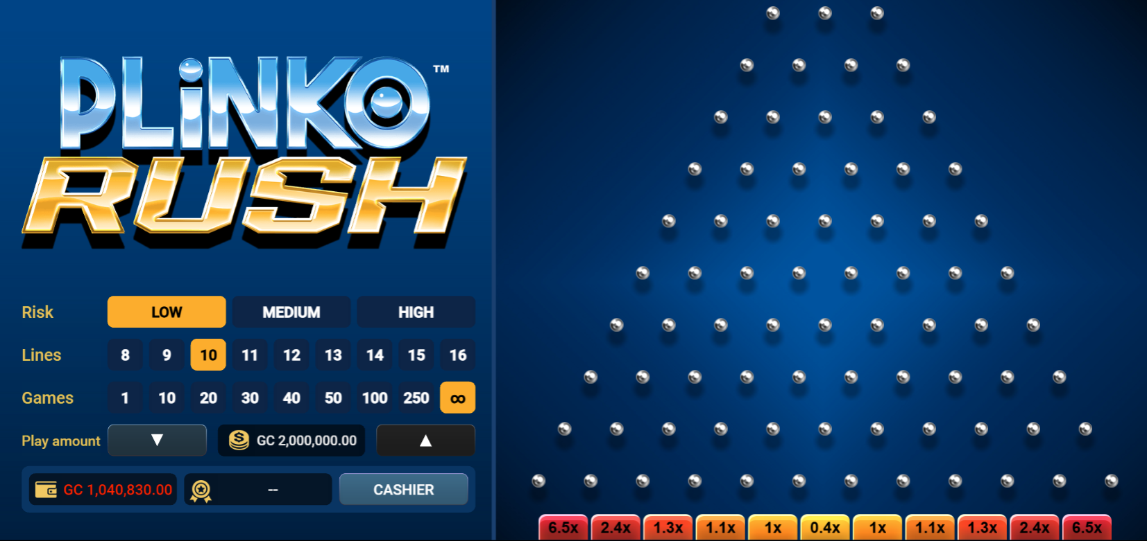 Plinko Rush High RTP Game Settings 2025