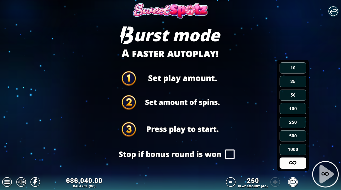 Sweet Spotz Settings