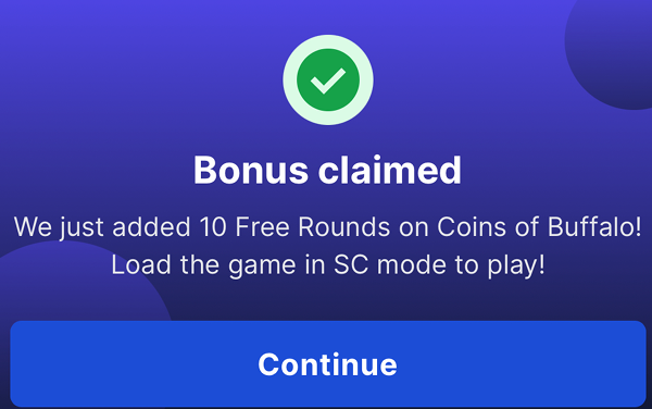 WoW Vegas Bonus Claimed - 10 Free Rounds