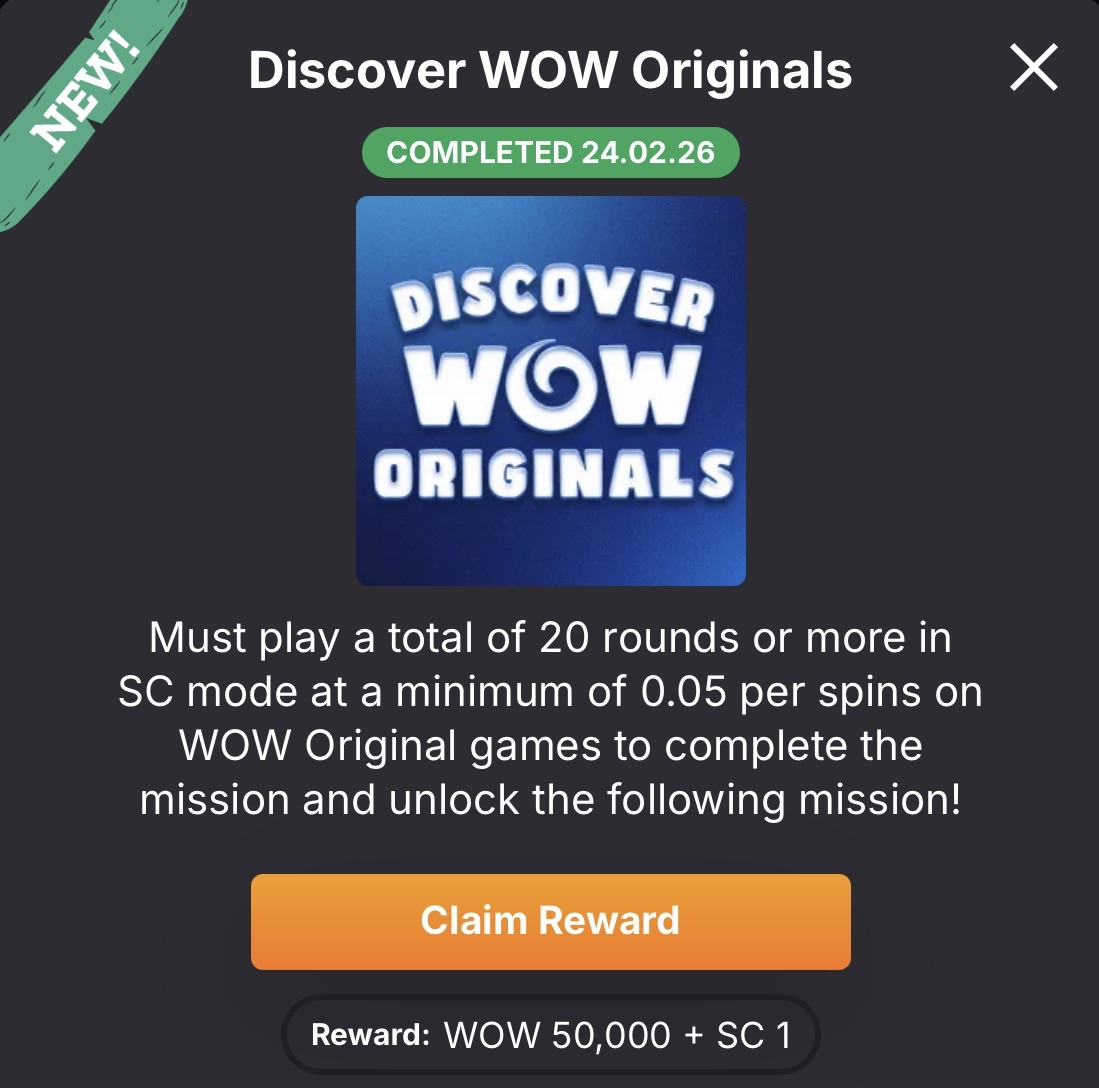 WoW Vegas Daily Mission Completion - Discover WOW Originals